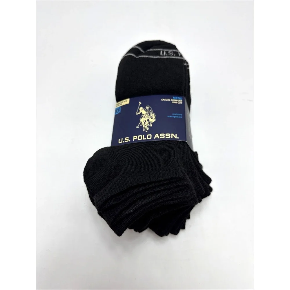 U.S. Polo Assn. Men's 10-Pairs Size 6-12 Low Cut Casual Comfort Socks